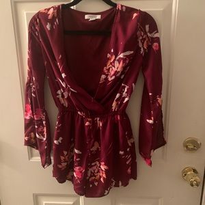 XS Arizona Jean Co Burgundy Floral Romper